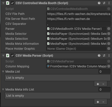 CSV Media Booth Inspector View